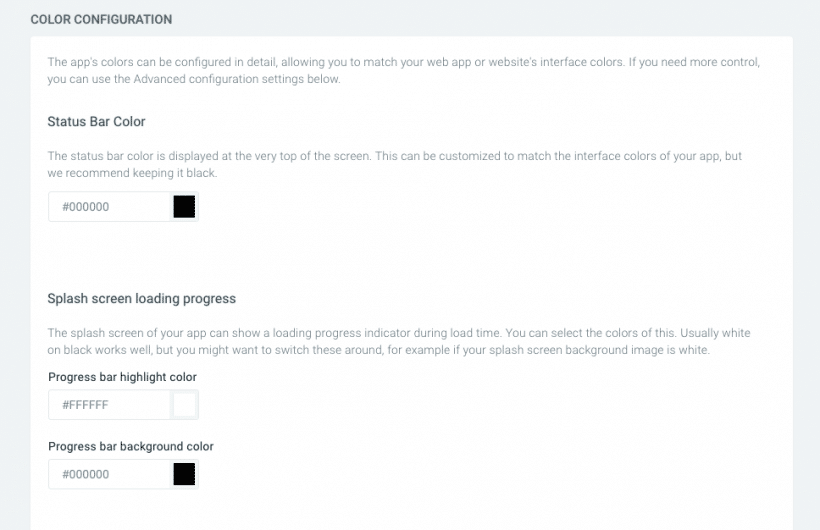 Canvas Builder Color Configuration