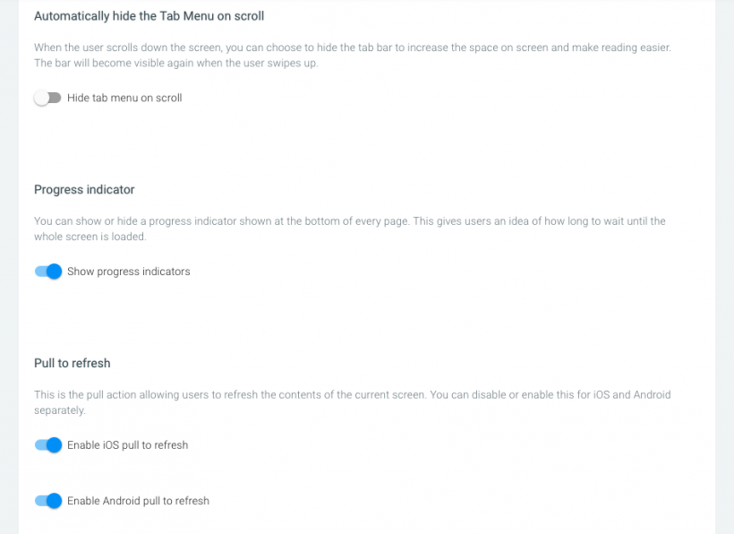 Mais opções de menu
