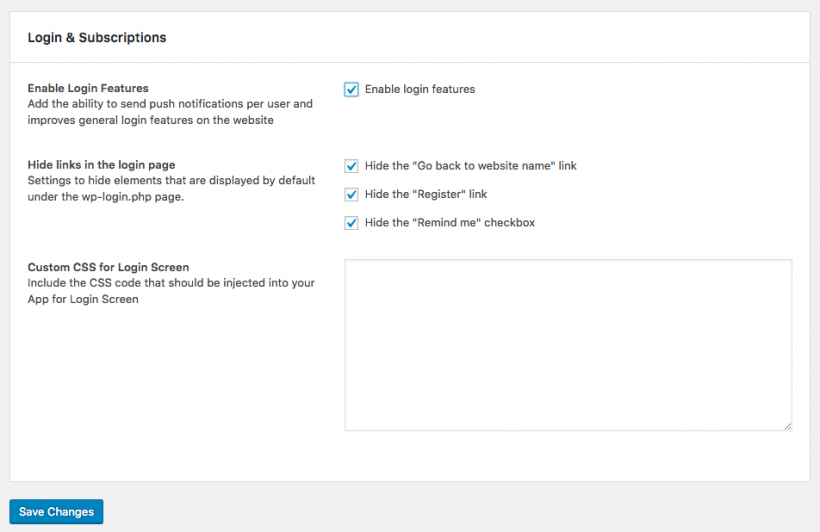 WordPress Login and Subs