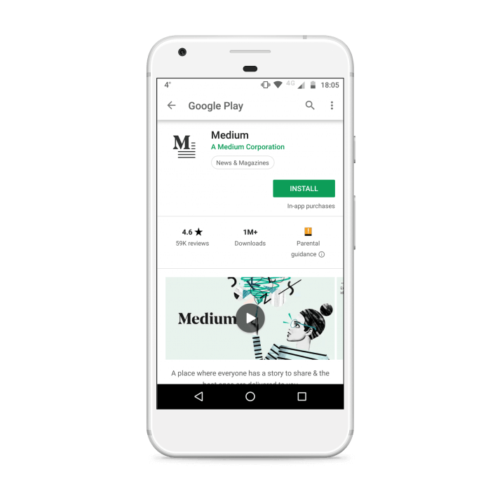 Médio na loja de aplicativos