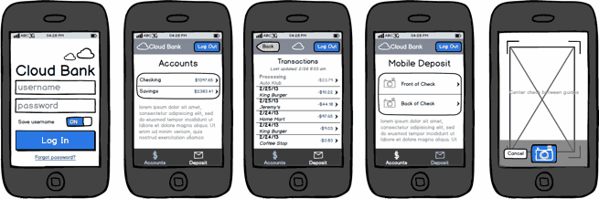 Maquete do aplicativo Balsamiq