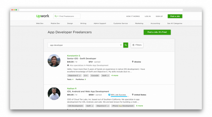 Contrate desenvolvedores de aplicativos no Upwork