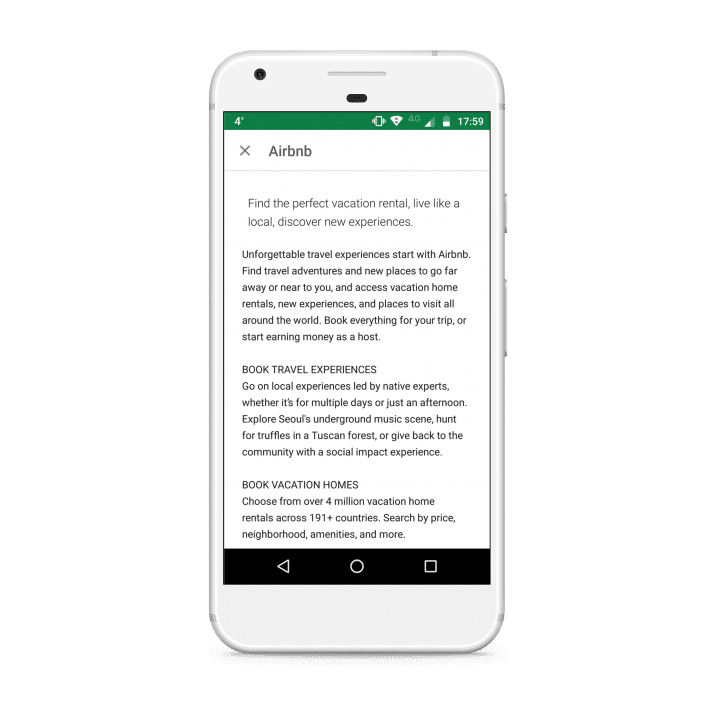 A descrição do aplicativo afeta as classificações