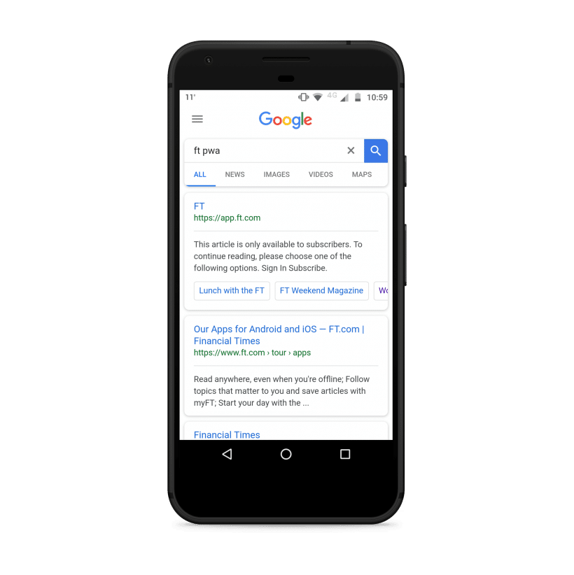 Mengakses PWA dari Google