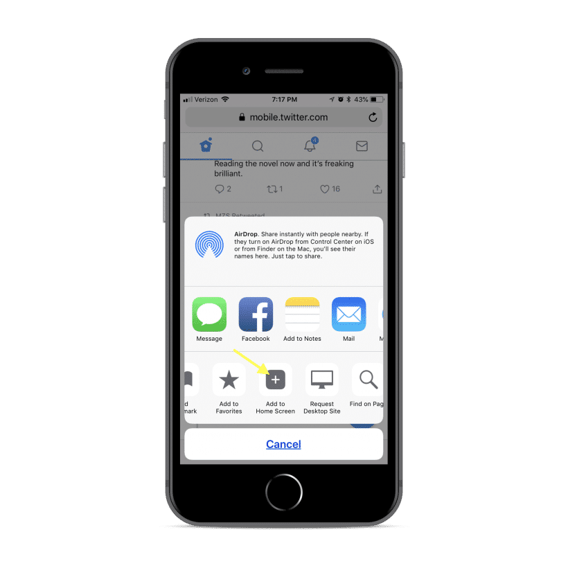 iOS PWA Tambahkan ke Layar Utama