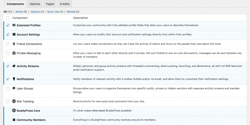 Componentes BuddyPress
