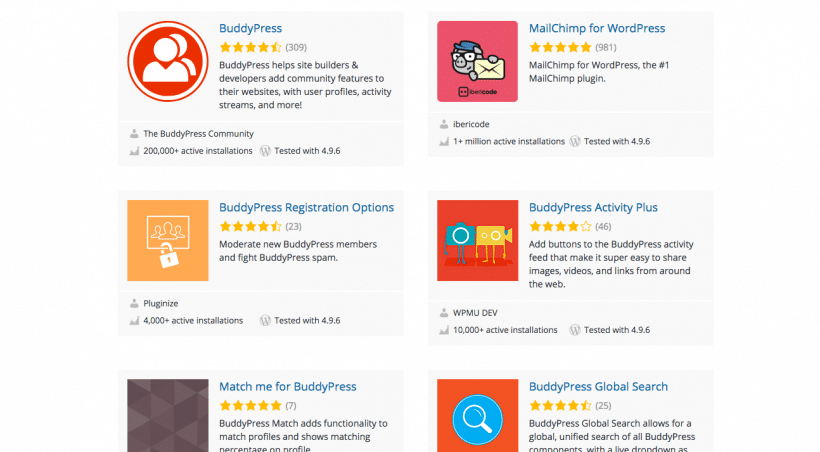 Plugins Compatíveis com BuddyPress