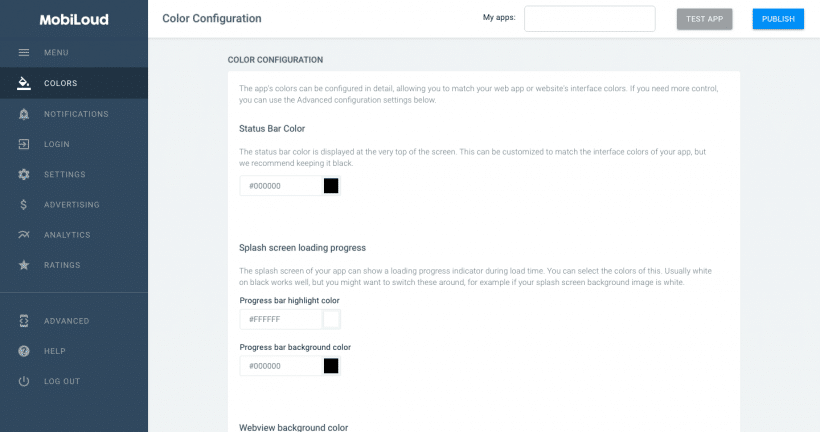 Construtor de telas MobiLoud