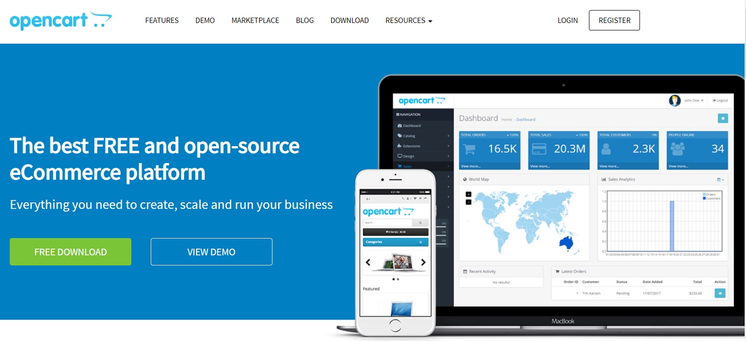 OpenCart-最高のeコマースCMSプラットフォームWebサイト OpenCart - Best eCommerce CMS Platform Website