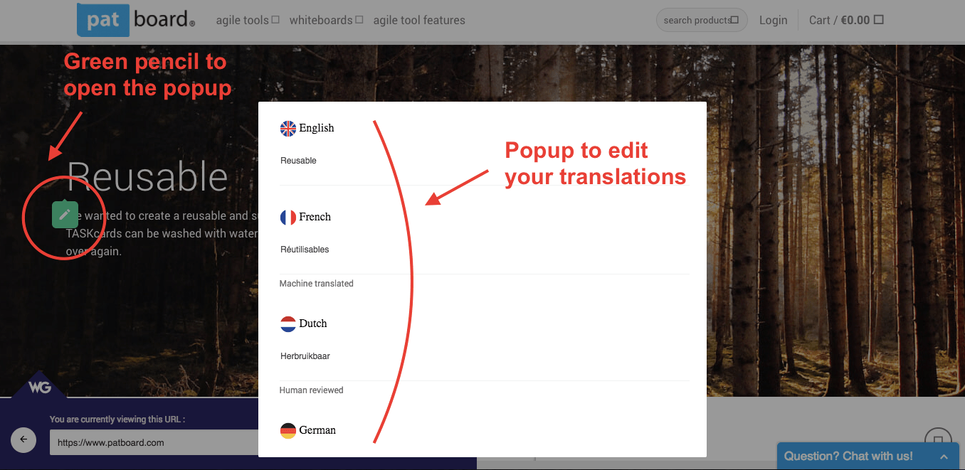 ikon pensil hijau di sebelah konten Anda