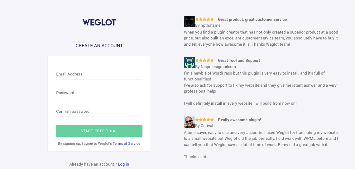 buat akun dengan weglot