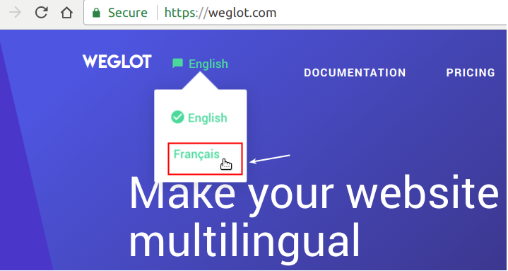 ujung depan sakelar bahasa