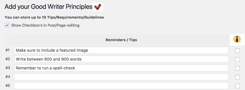 penulis yang baik memeriksa pengaturan plugin