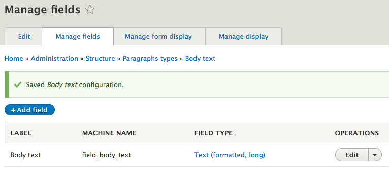 gérer les champs nouveau type de paragraphe dans le module Drupal Paragraphs