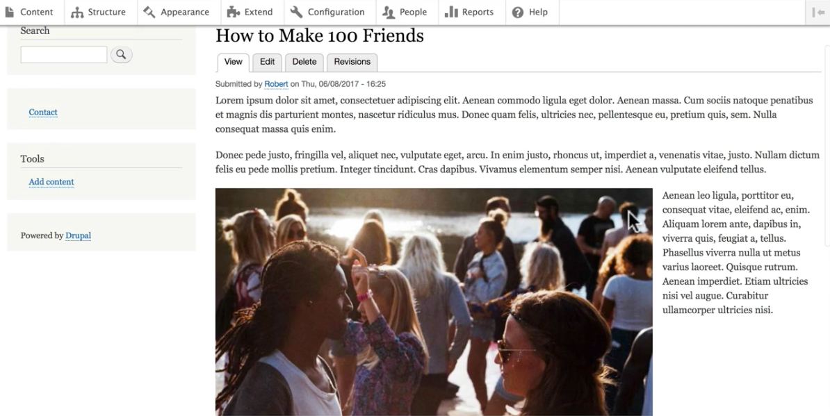paragraphes drupal image alignée à gauche
