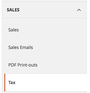 Magento-Umsatzsteuermenü