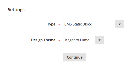 paramètres de bloc magento