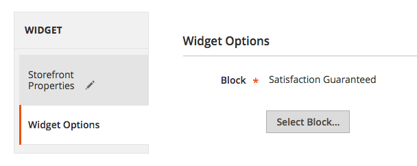 options de widget magento choisir