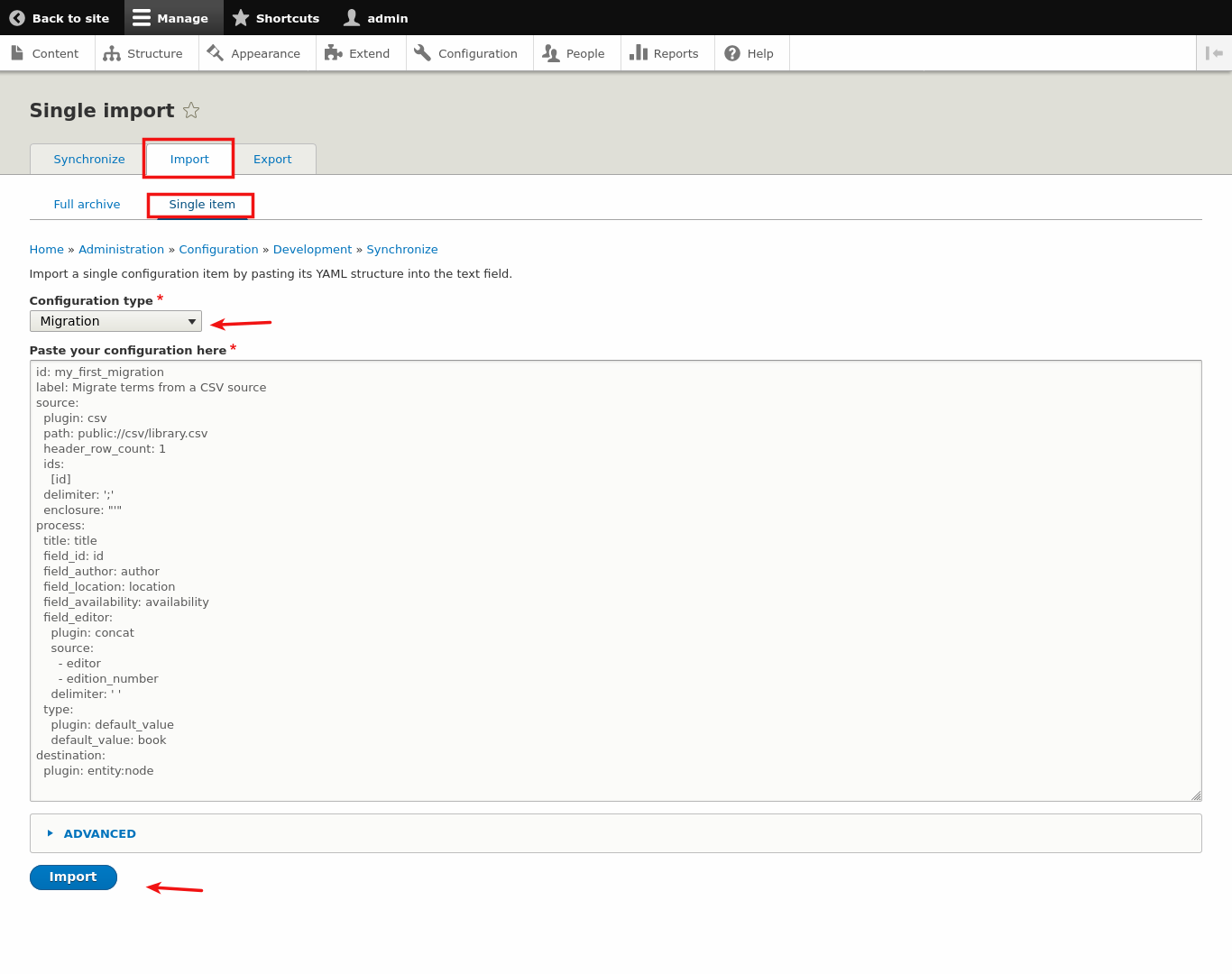 Drupal 8/9의 CSV 파일에서 데이터 마이그레이션