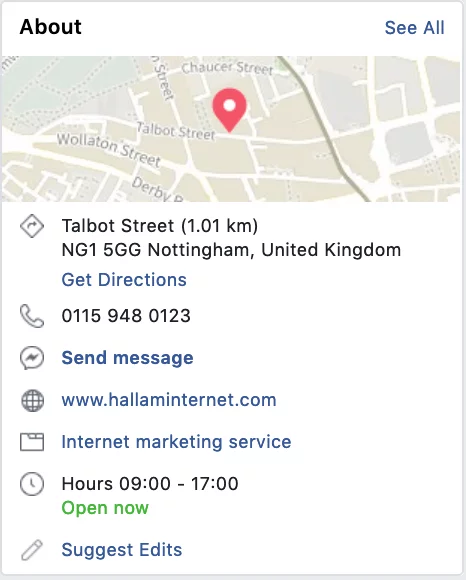 섹션에 대한 Facebook 비즈니스