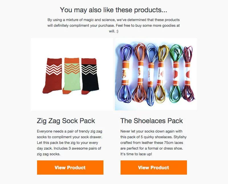 E-mail de recommandation de produit