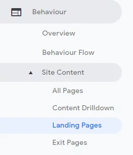 Landingpages-Bericht in Google Analytics