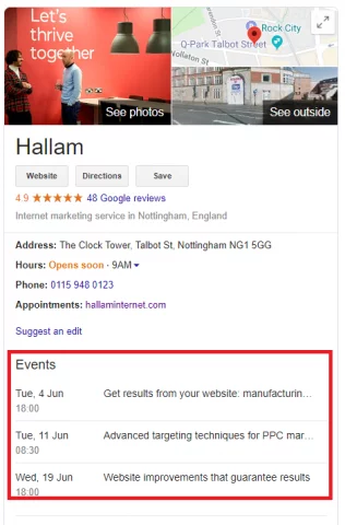 GMB 中的 Hallam 活動