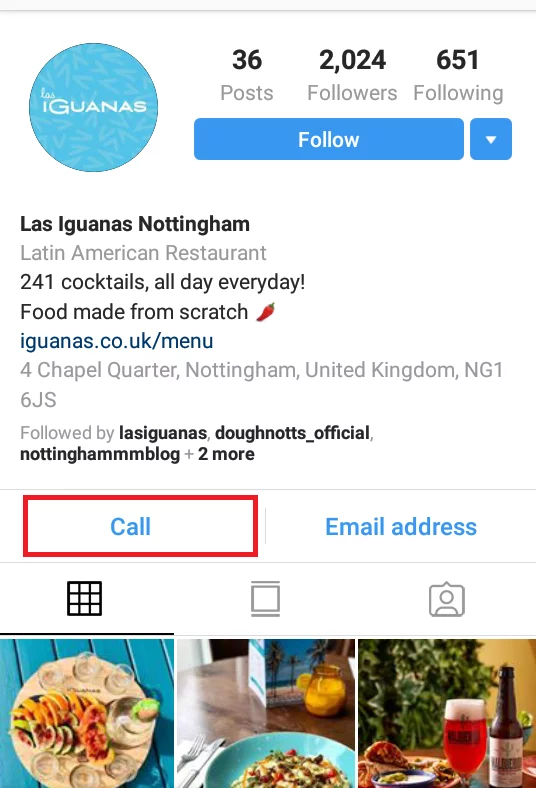 Instagram 通話按鈕