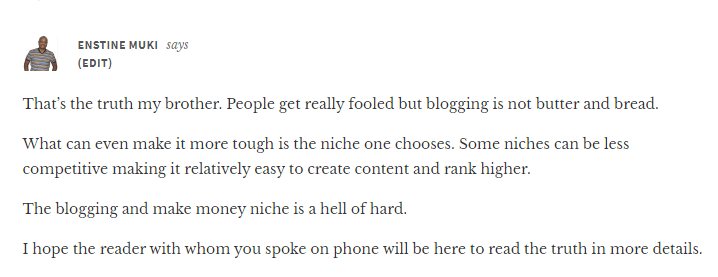 Enstine Muki mengomentari posting blog cybernaira