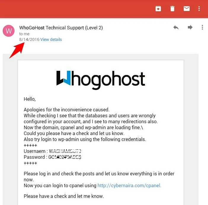 whogohost 고객 담당자와 이메일 대화 - 9
