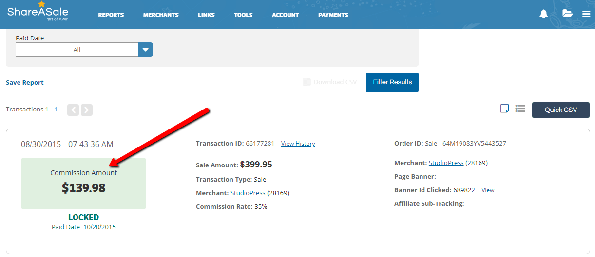 dasbor afiliasi penjualan saham