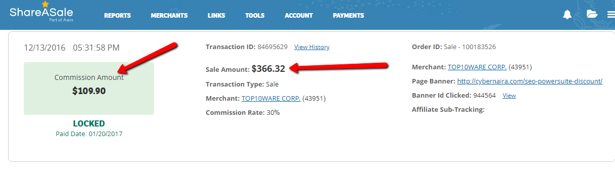 Penghasilan afiliasi perangkat 10 teratas.