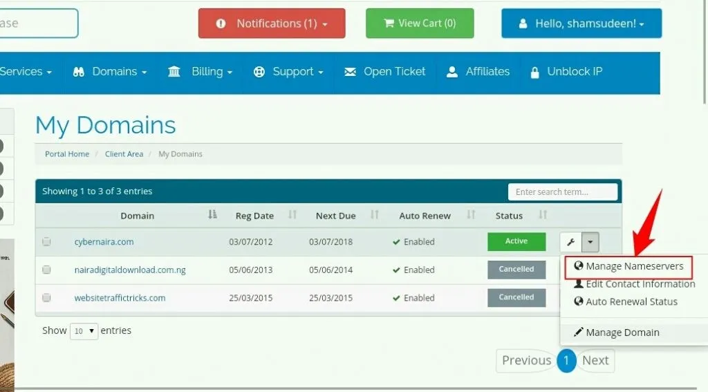 whogohost 도메인 이름 서버 관리 패널
