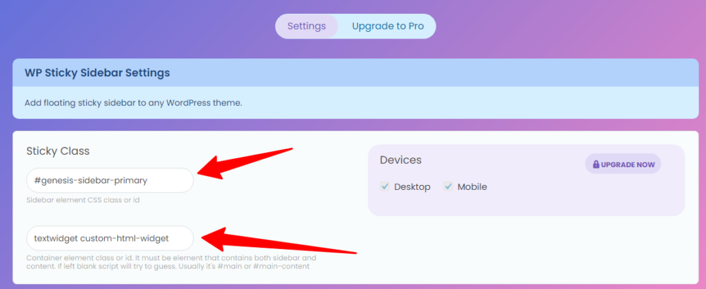 我的 Sticky Sidebar WordPress 插件设置页面