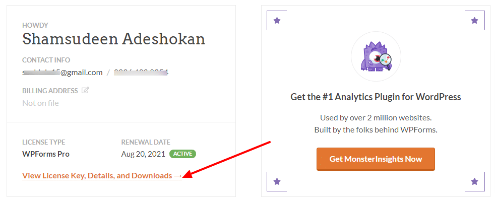 wpforms pro 帐户仪表板