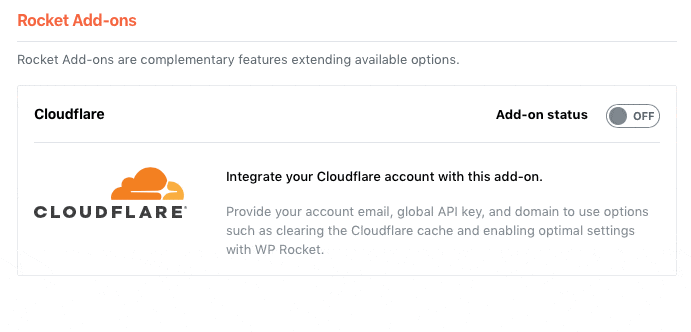 WP Rocket 附加 Cloudflare 开关