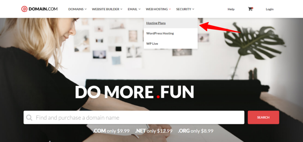 Domain.com 홈페이지