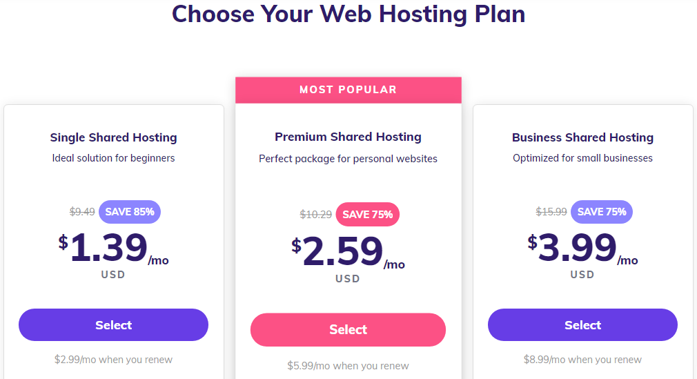 Hostinger 저렴한 웹 호스팅 계획