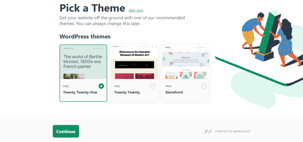 EasyWP WordPress Kurulumu - 3. Adım - Bir Tema Seçin