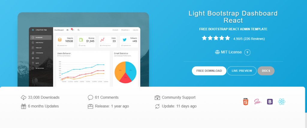 Modelos de Reação sem Reação para Light Bootstrap Dashboard