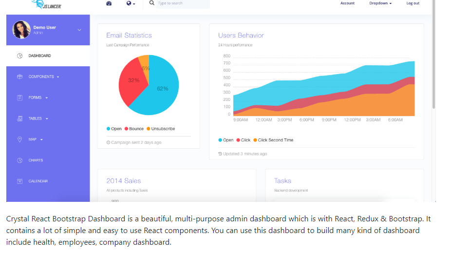 Modelos React sem painel Crystal React