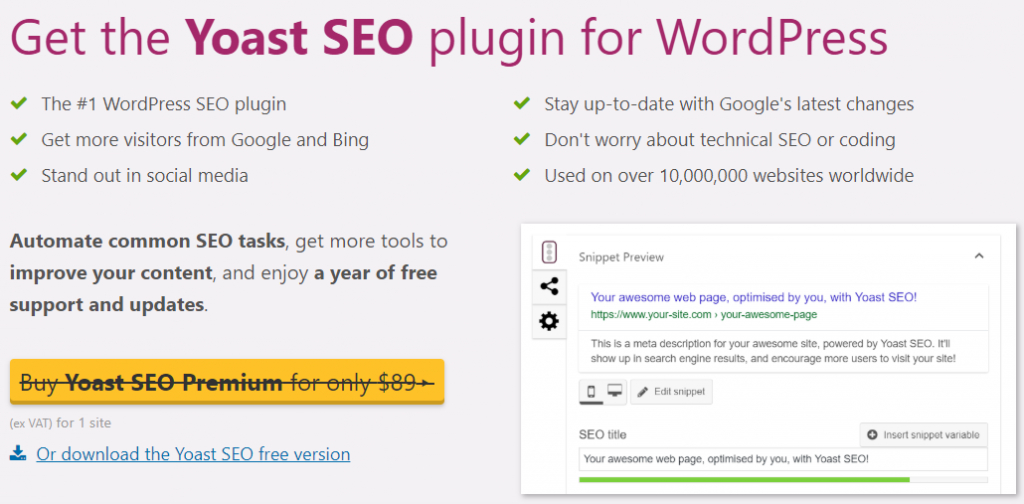 Plugin Yoast SEO pour WordPress