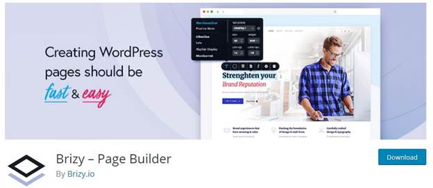 Brizy Visual Editor - Deve ter WordPress Web Design Plugins para Iniciantes