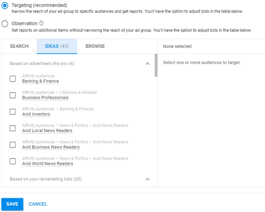 Google 展示广告网络上的受众群体定位