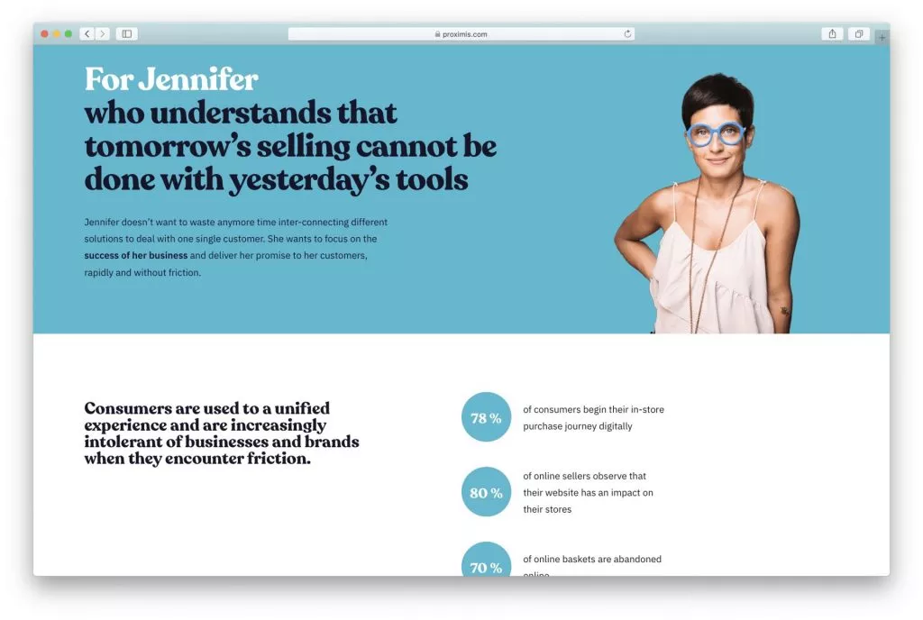 Exemple de conception de sites Web B2B 2 : Capture d'écran du site Web de Proximis