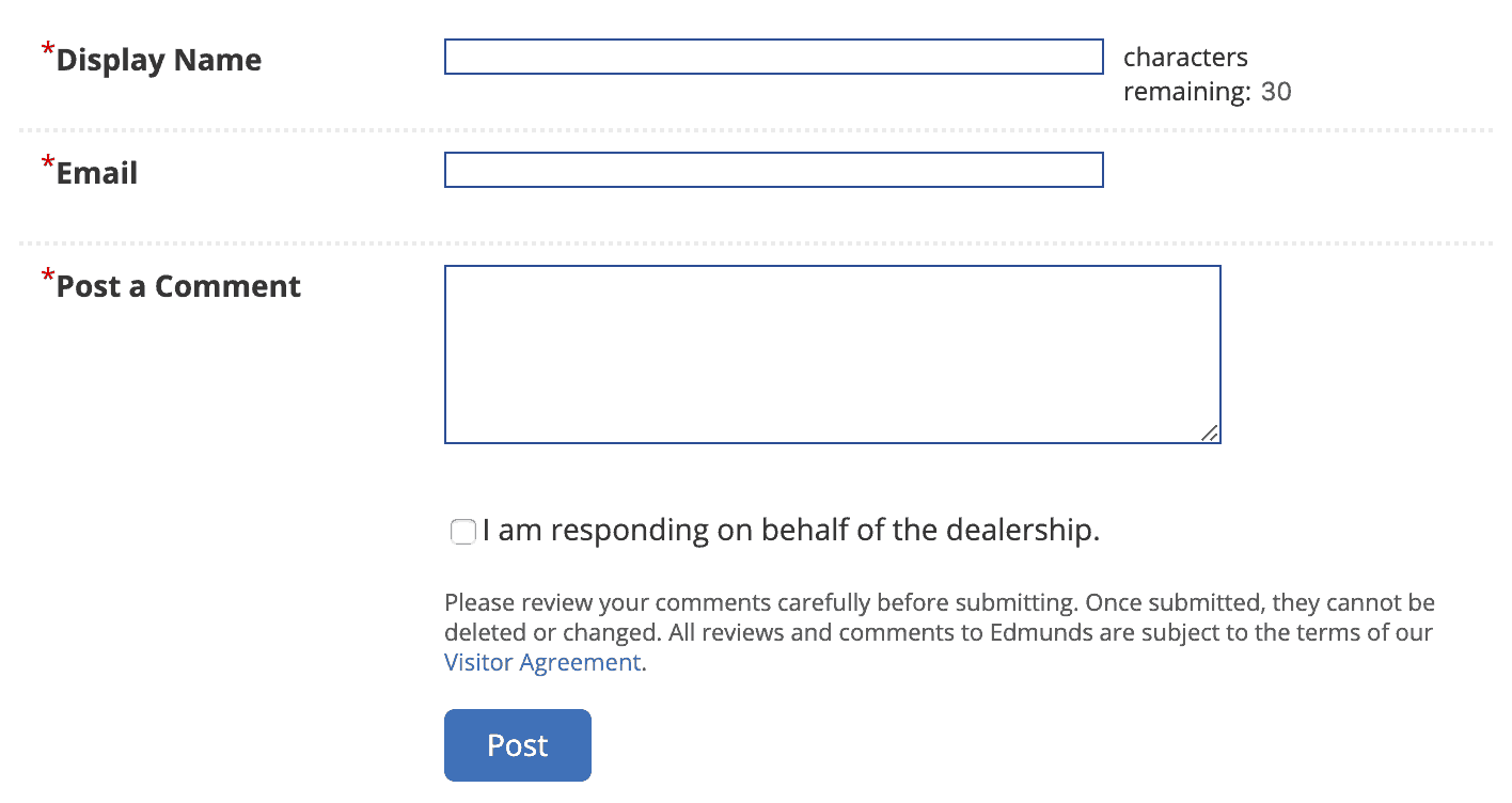 comentários de revendedores de carros edmunds