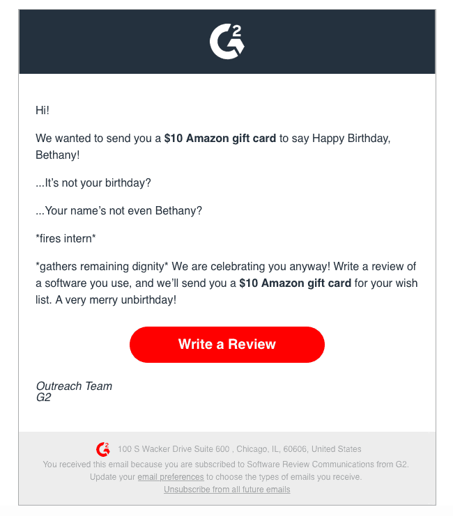 ドリップメールキャンペーンの例