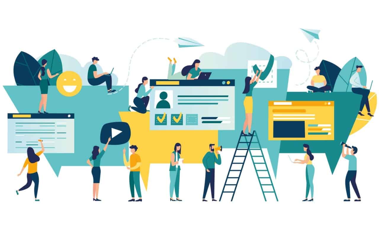 ヘルスケアビジネスリソースにおけるコミュニケーションの重要性を示す人々のグループ