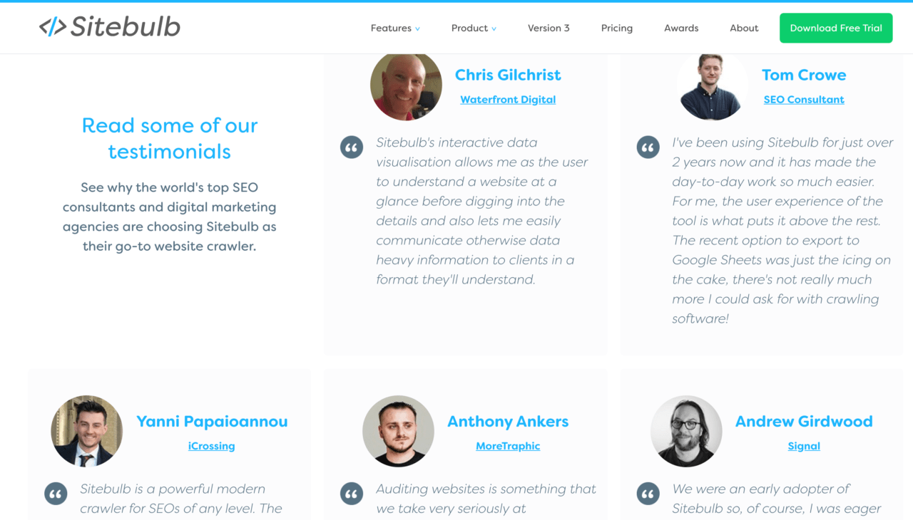 網站上的推薦示例