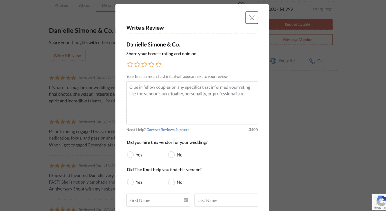 Скриншот формы отзыва продавца на сайте Knot